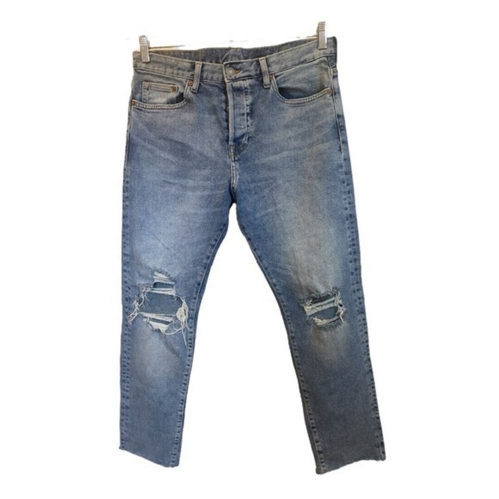 &DENIM Skinny Relaxed Cropped Botton Fly Distressed Unisex Denim Jeans
